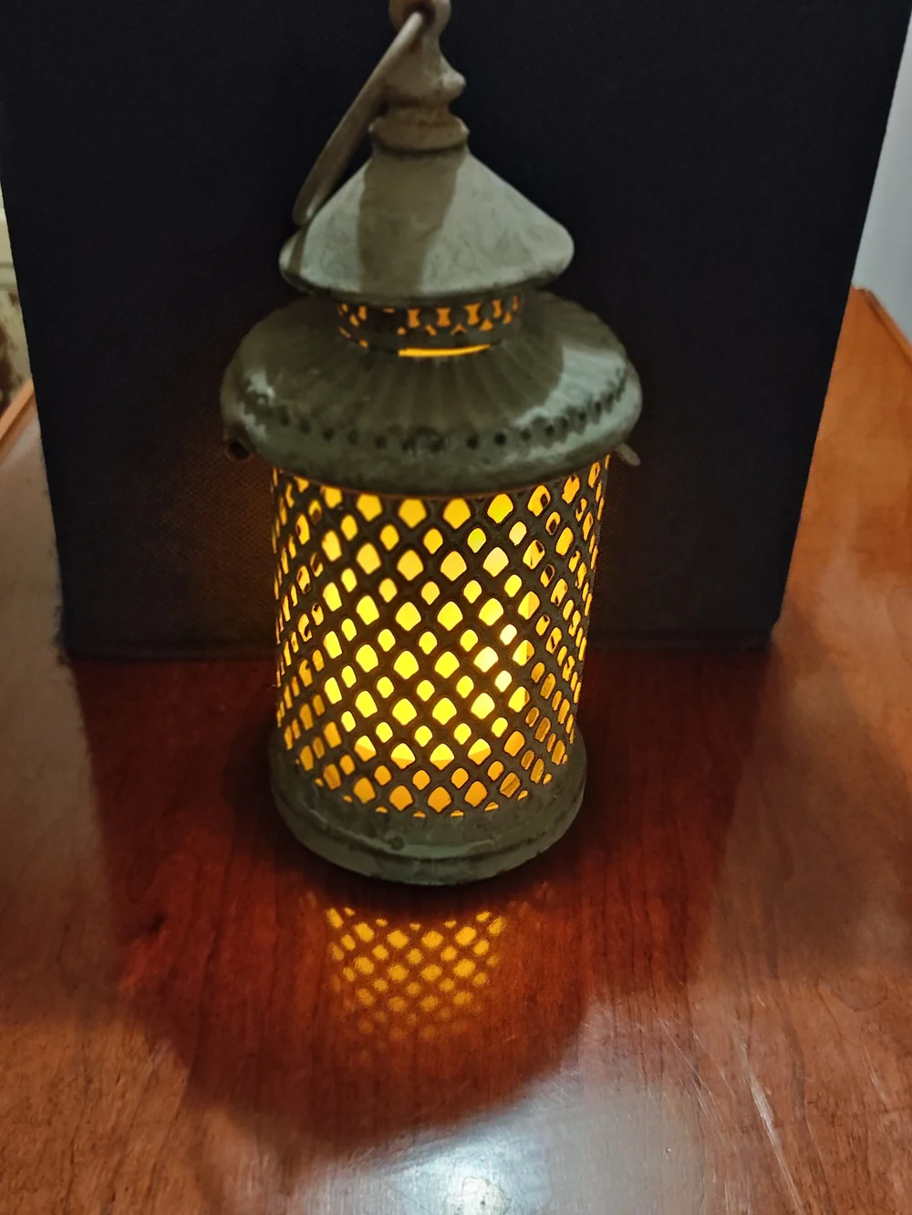 Rustic Metal Lantern with Lattice Pattern - Picture 1 of 11